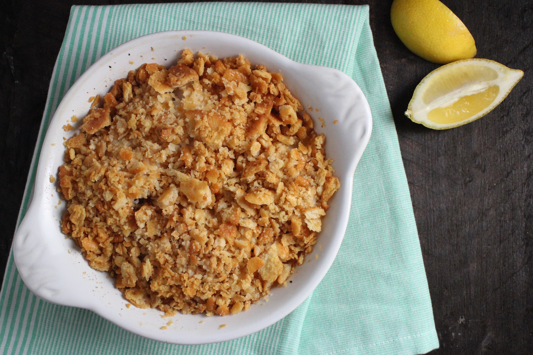 baked fish with ritz cracker topping