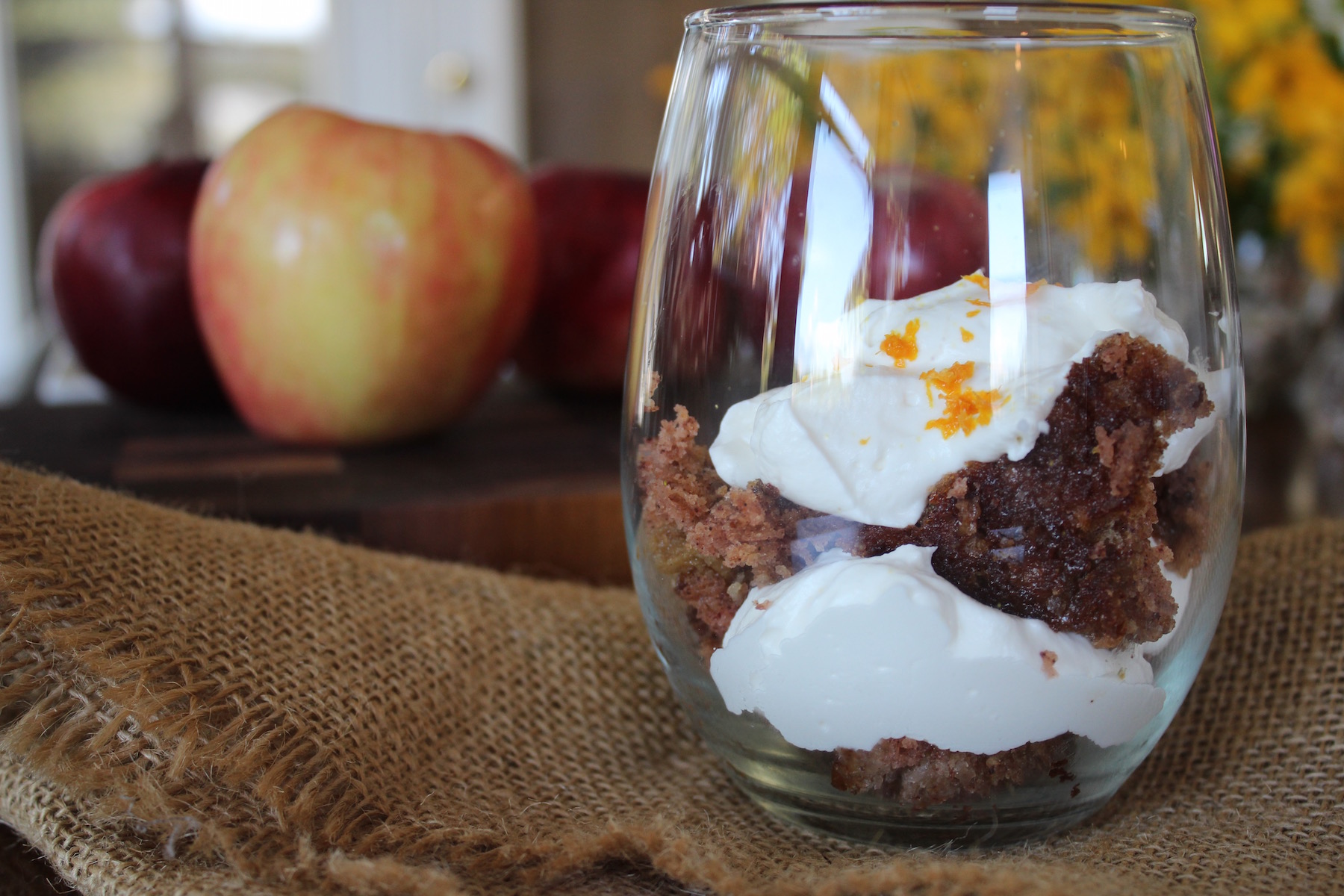 apple cake cream cheese bourbon whipped cream