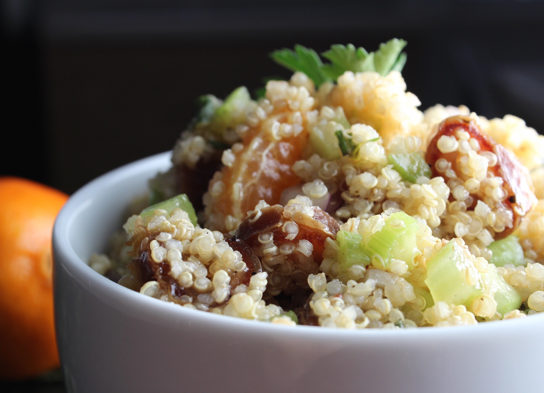 quinoa date basil salad bowl