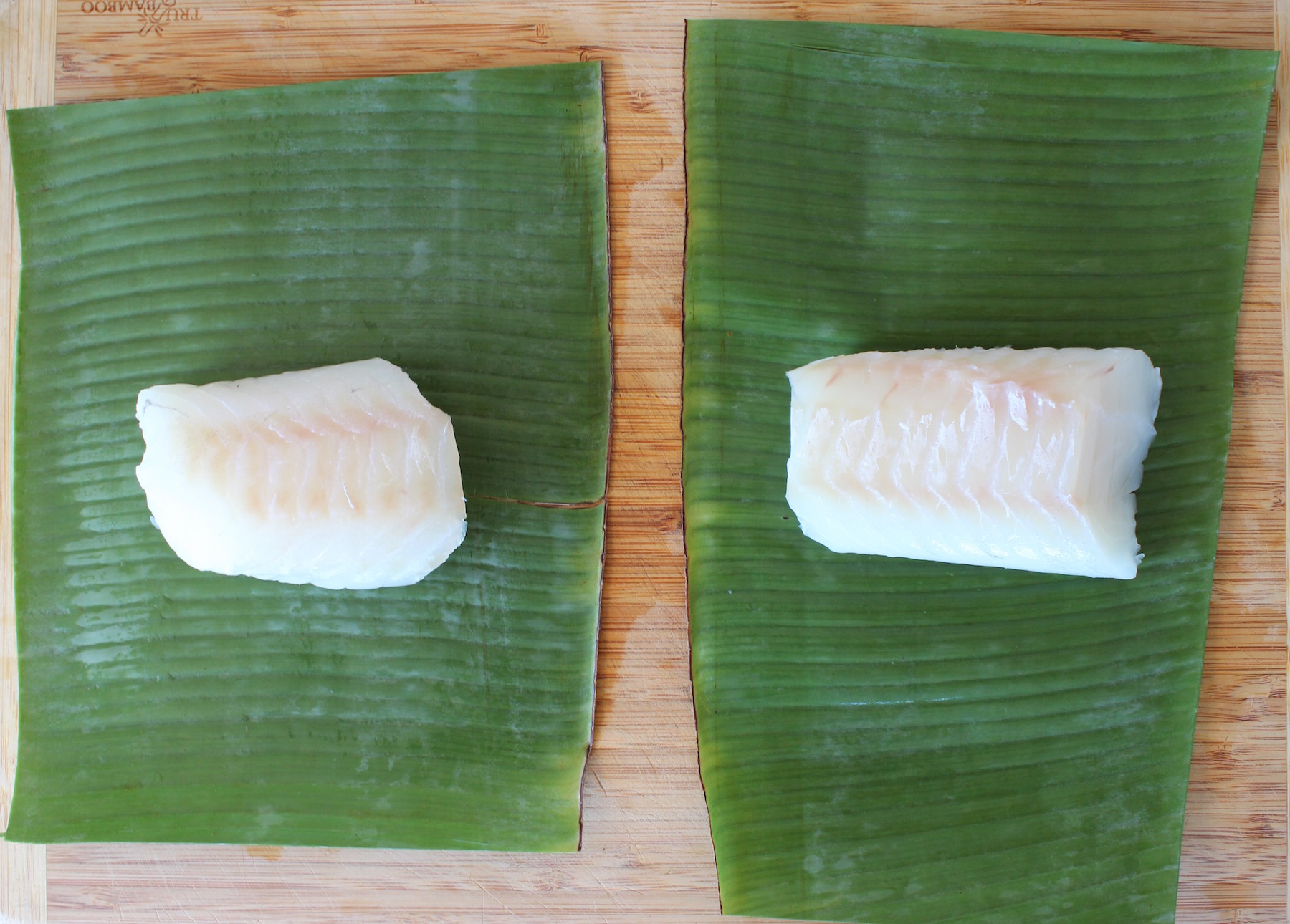 Asian-style fish baked in a banana leaf