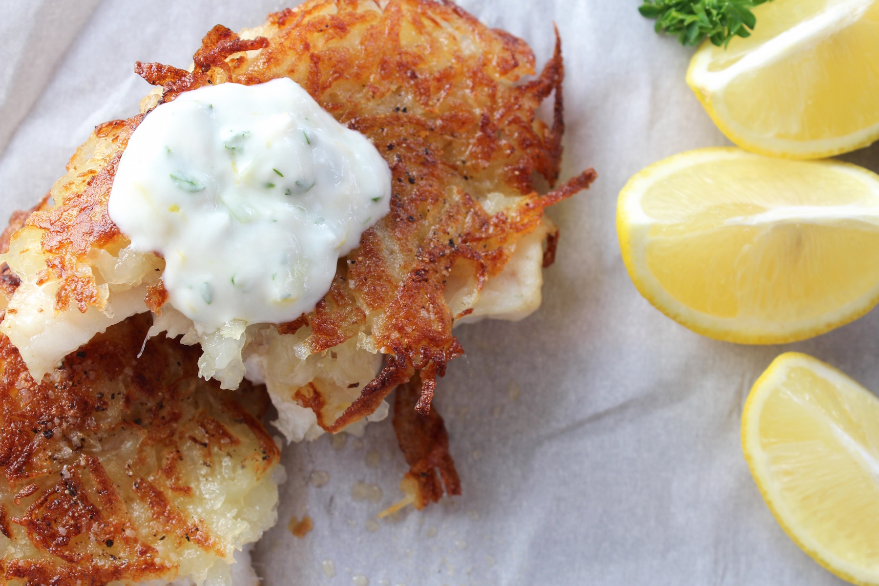 potato encrusted grouper with lemons