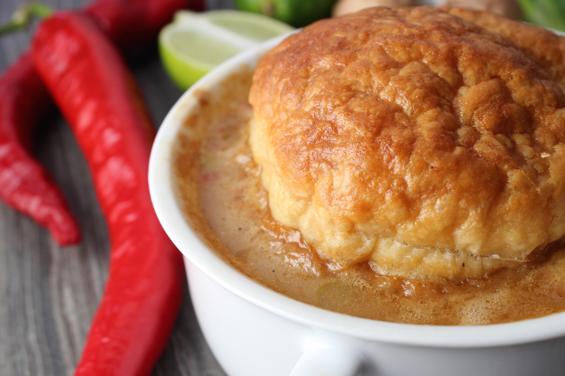 seafood pot pie display