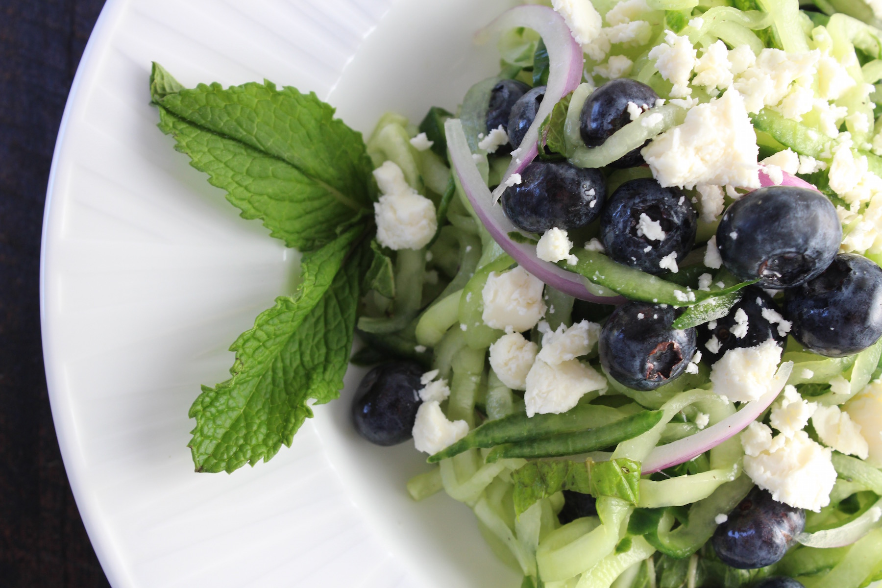 cucumber mint blueberry feta salad