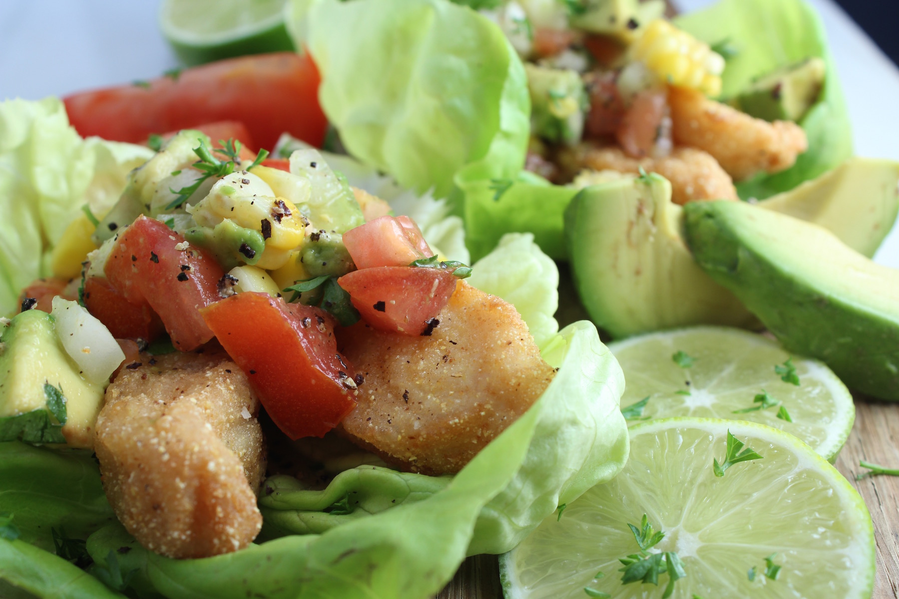 lettuce fish tacos with lime