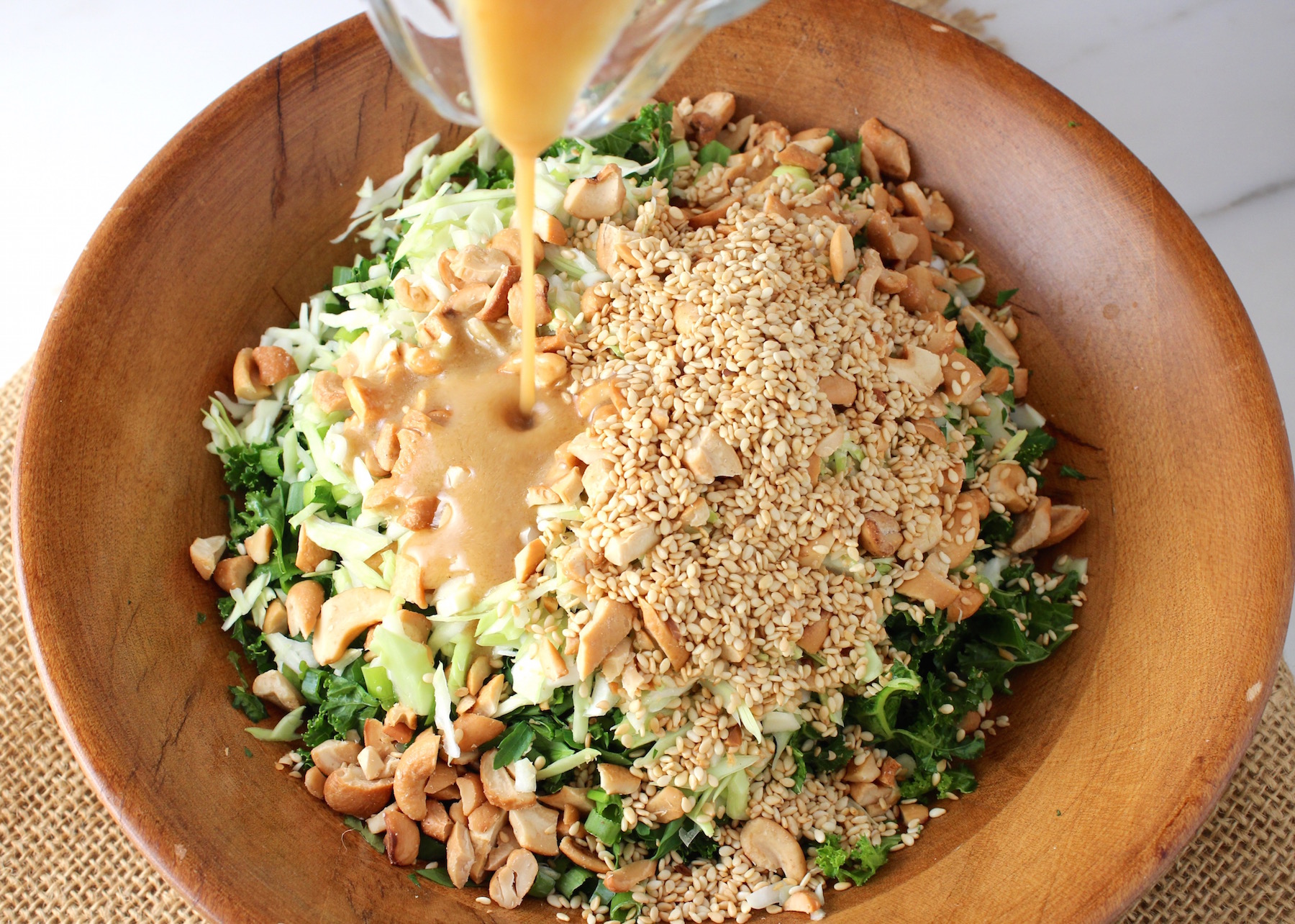 kale cashew salad with miso