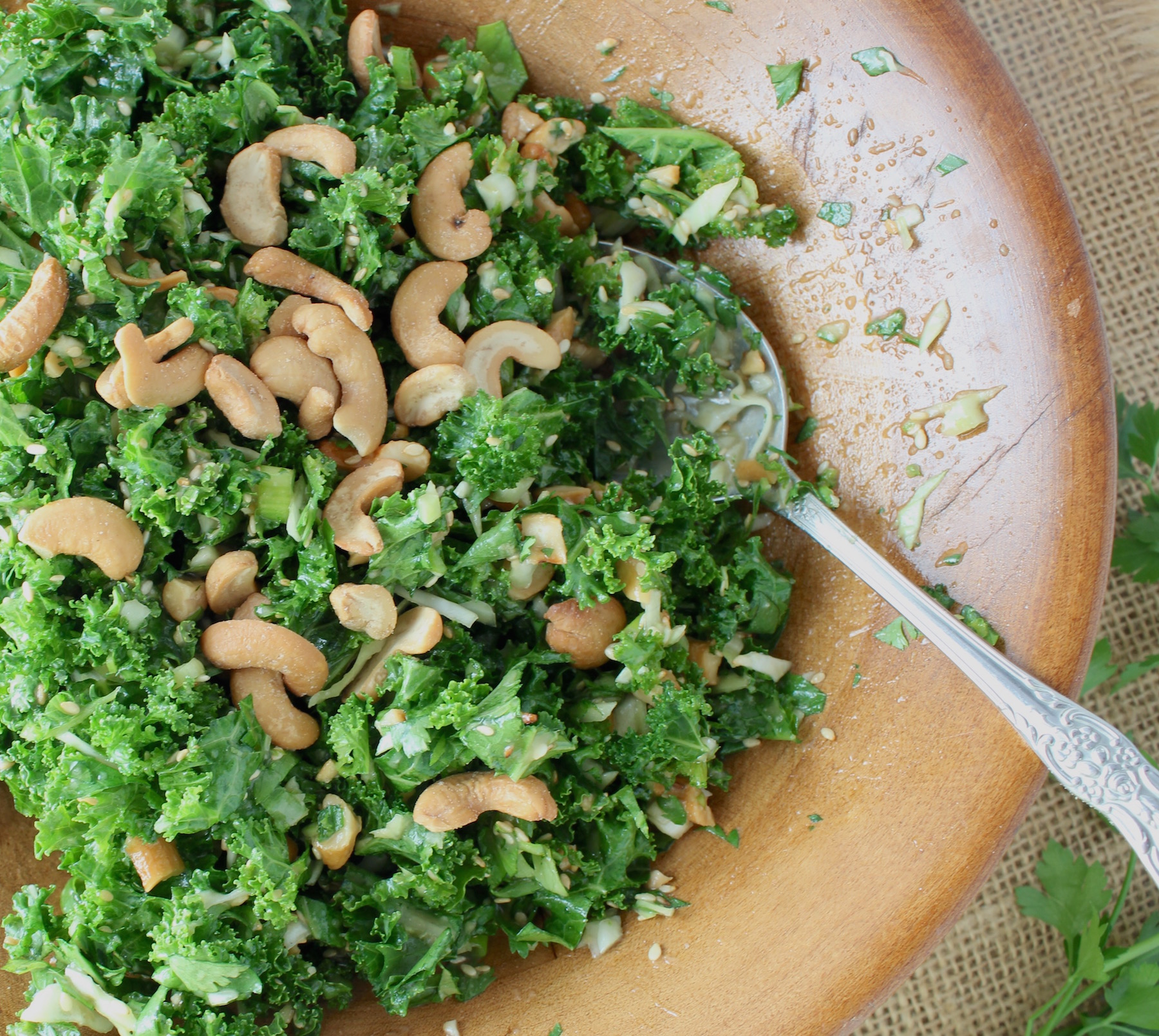 Candied Cashew Kale Caesar — All Types Of Bowls