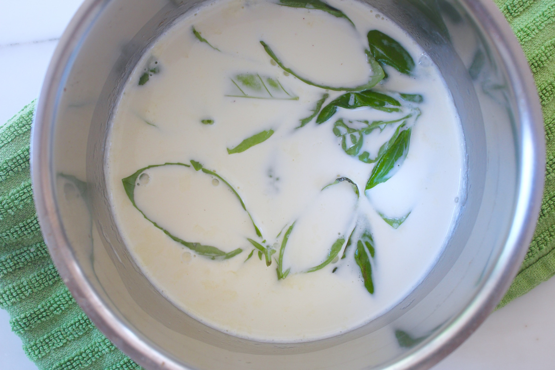 Basil infused cream