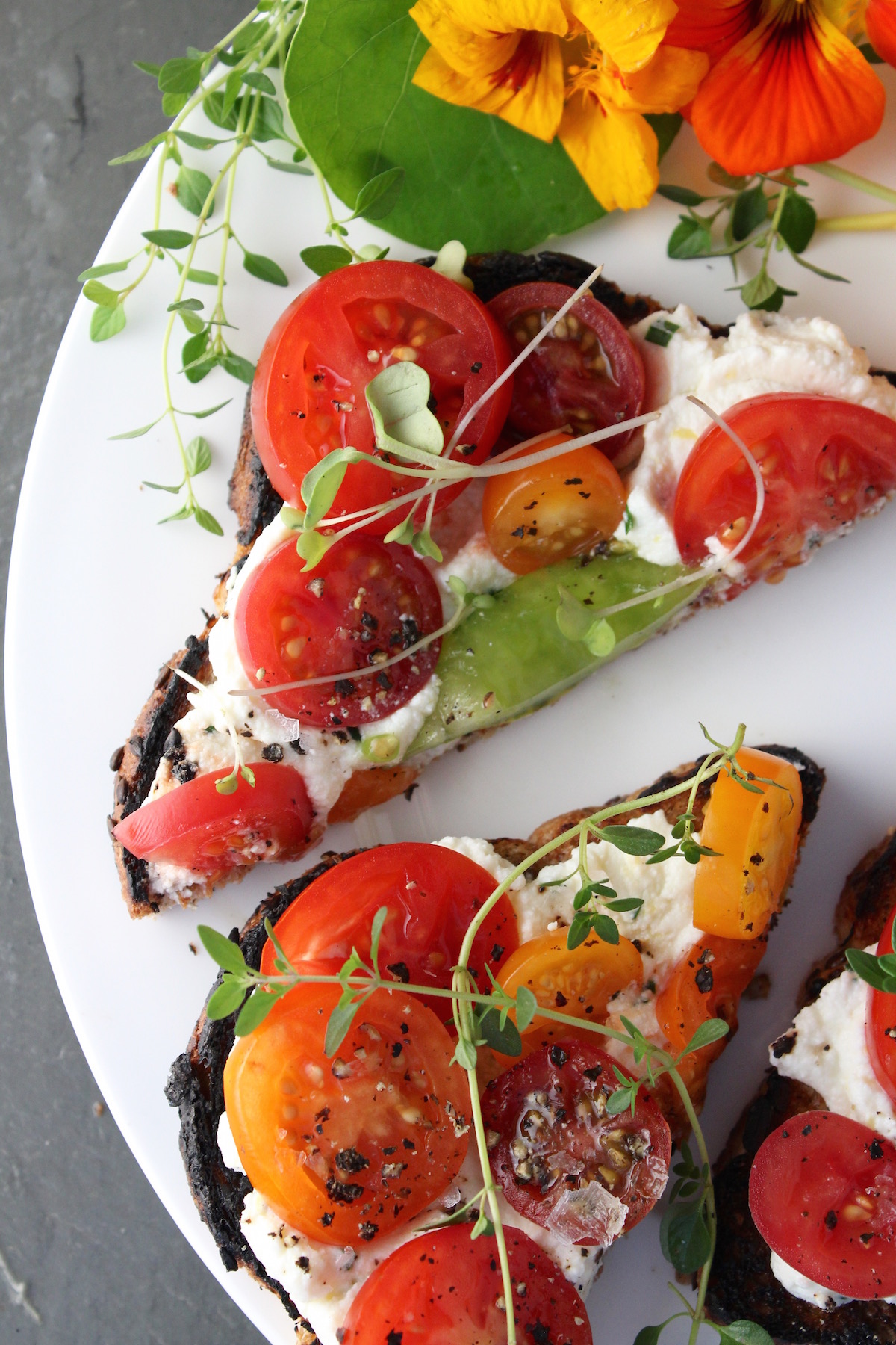 Tomato Tartines on Plate