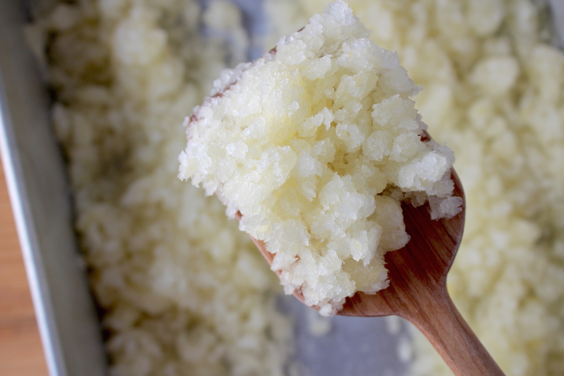 Granita on spoon