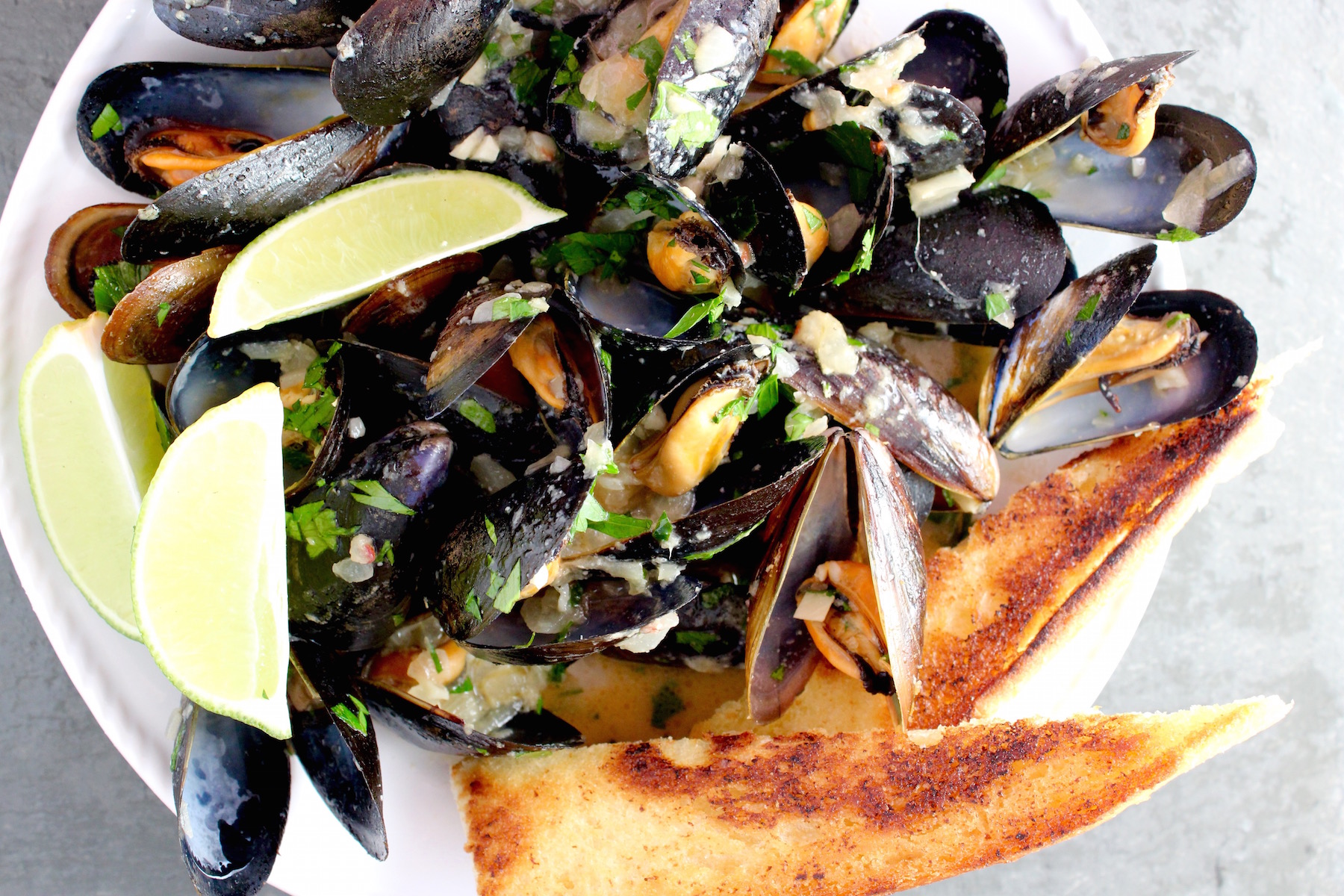 Mussels with Miso and Grilled Bread