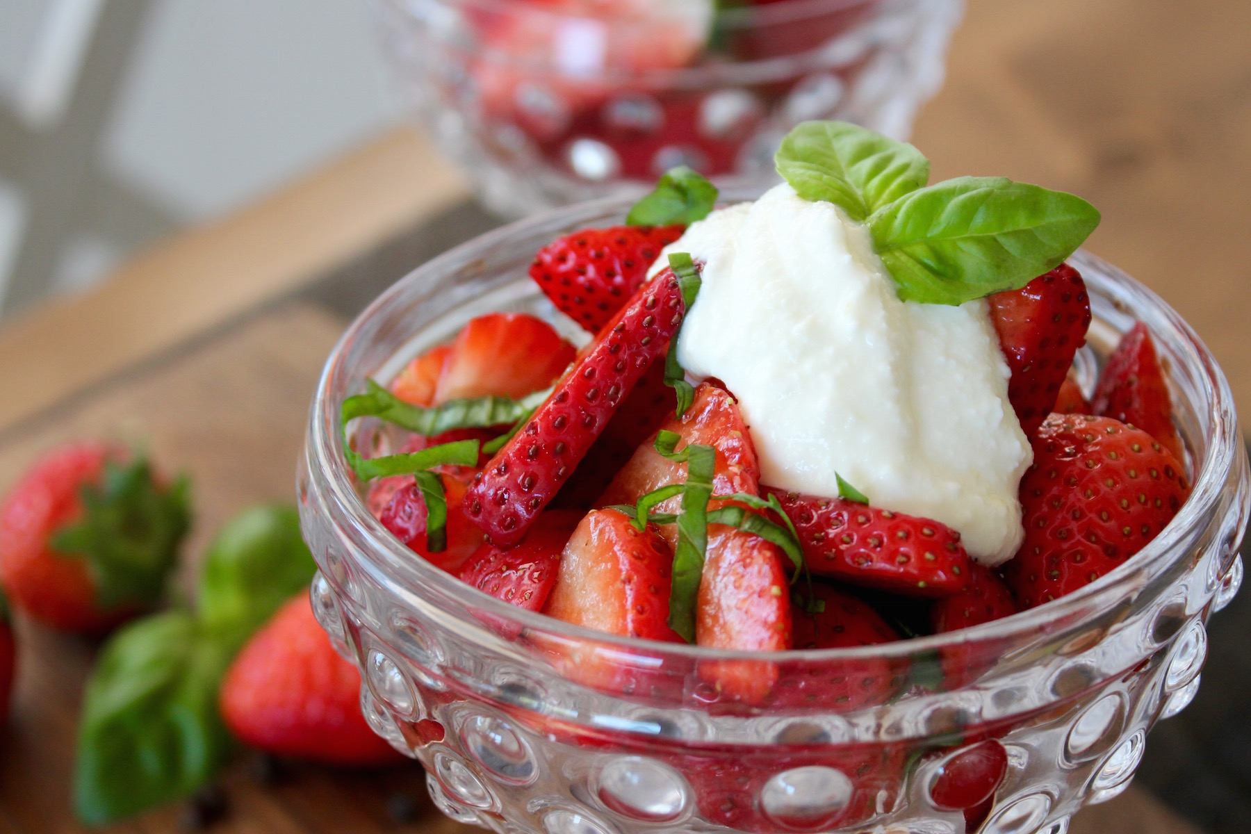 strawberries and balsamic and basil