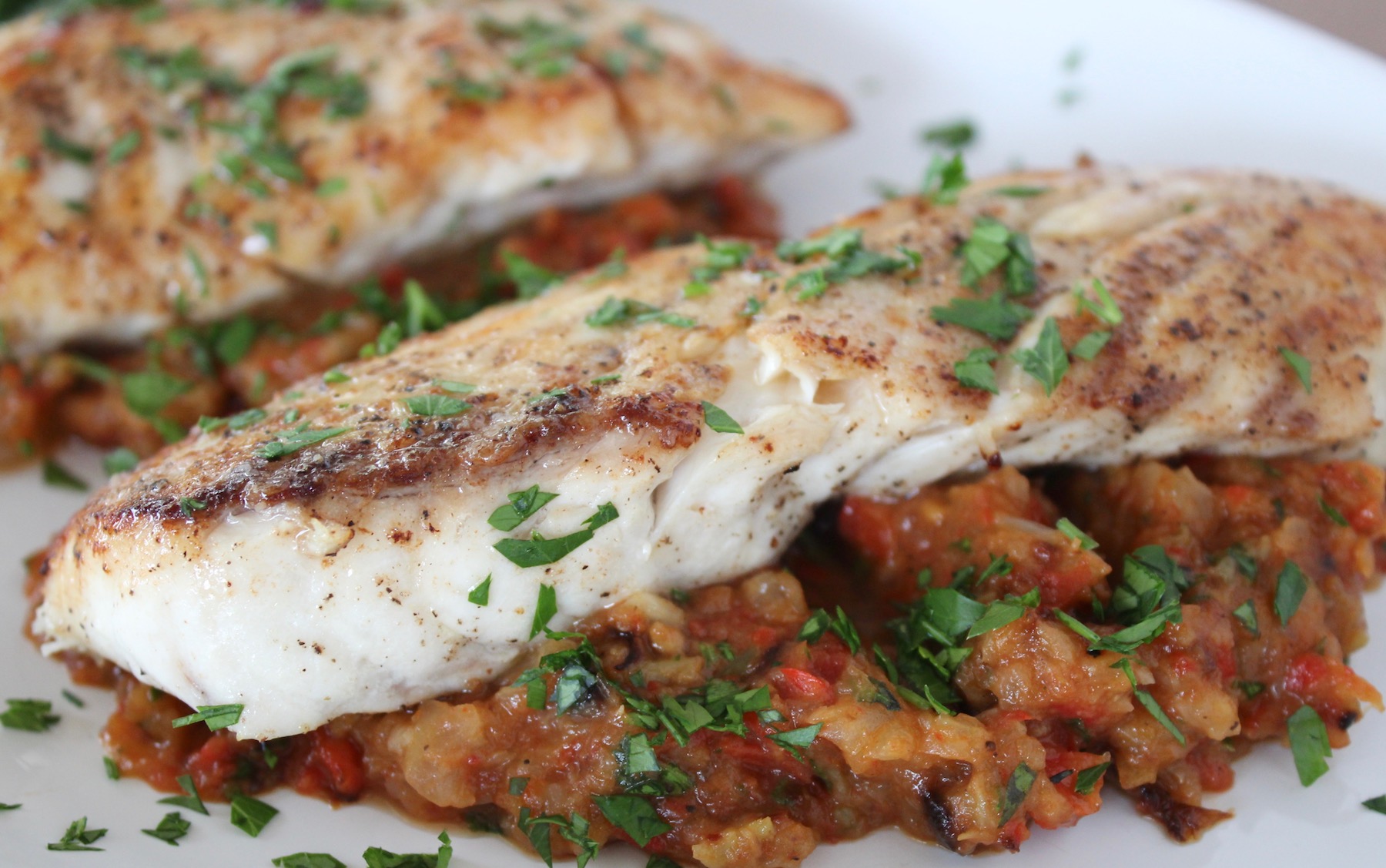 Seared Red Snapper with Roasted Veggies