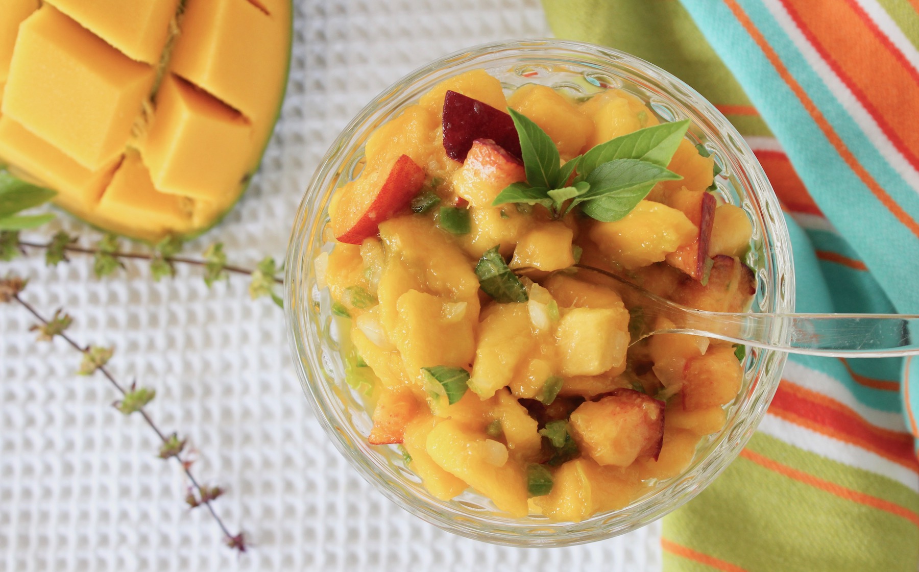 Mango Peach Basil Salsa