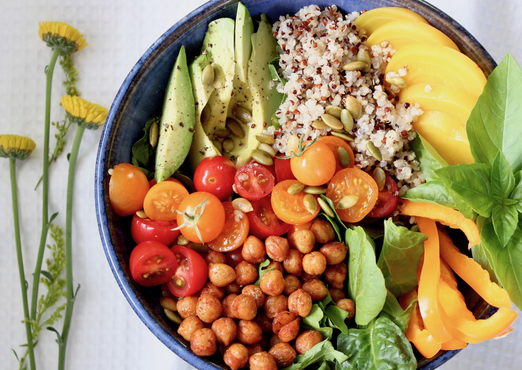 Glow Bowls with Citrus Mint Marinated Chickpeas, Kale, and Roasted Beets