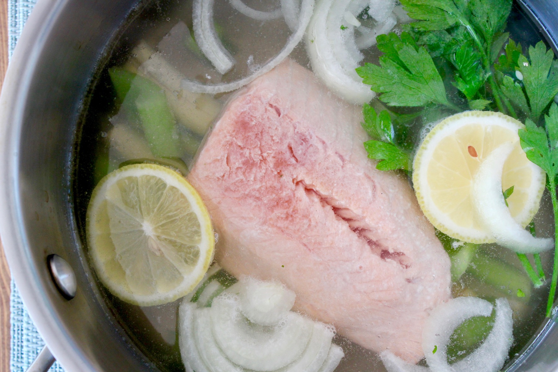 Poached Salmon in pot