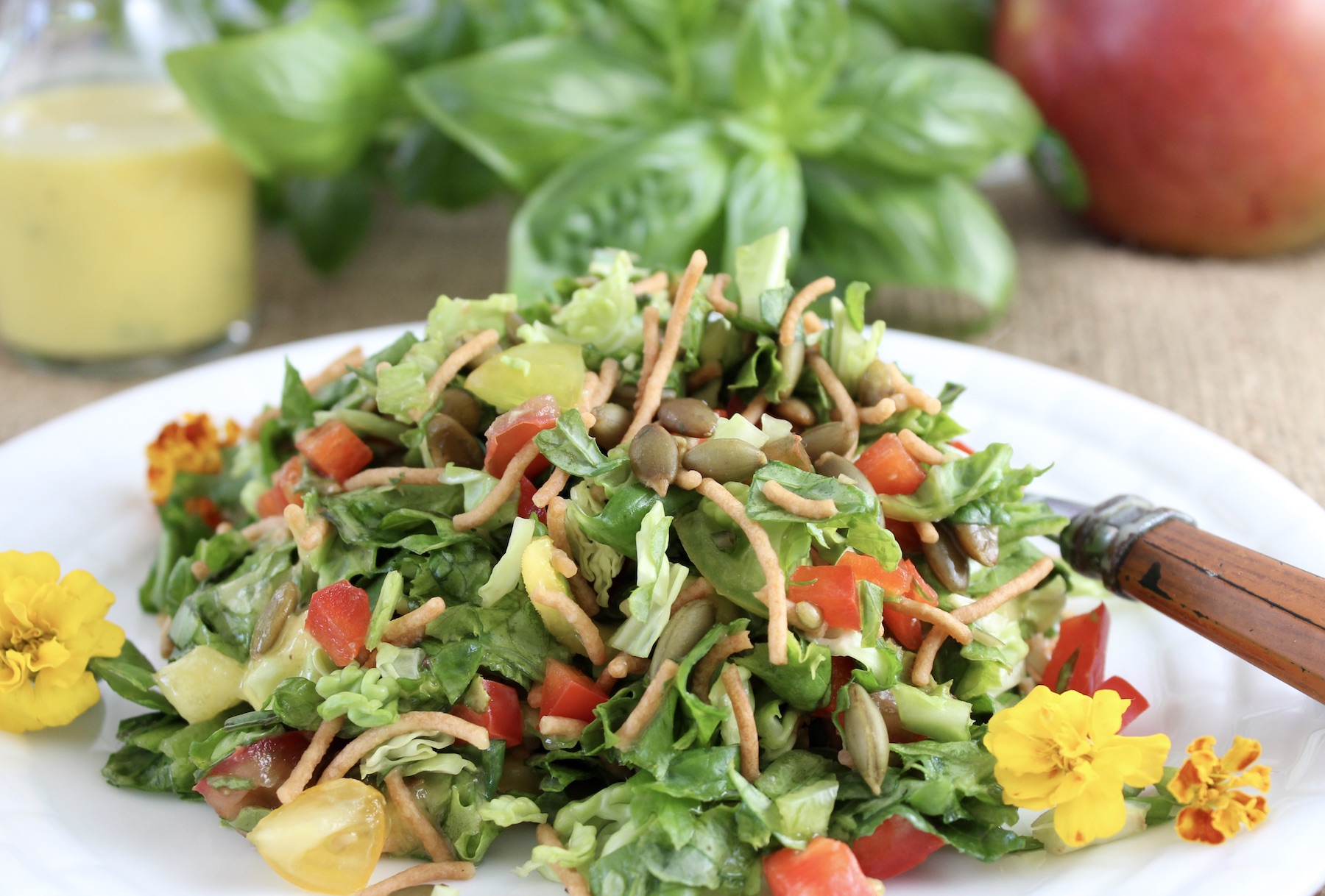 Chopped Salad with Mango Basil Dressing